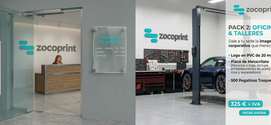 Pack Visibilidad Express Zocoprint con metacrilato y PVC.